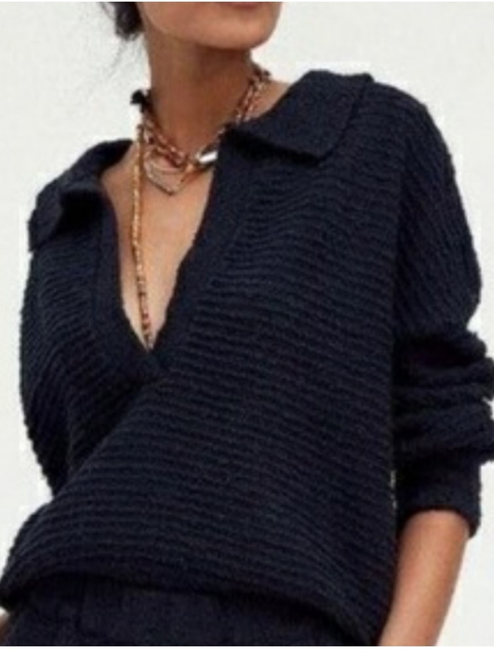 Free People Beach Carter Textured Black Pullover